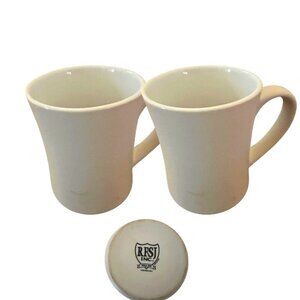Two matte finish off white coffee cups